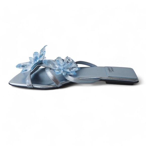 Jeffrey Campbell Crystalize Thong Sandals Light Blue Metallic Women's 6.5M - Picture 7 of 11